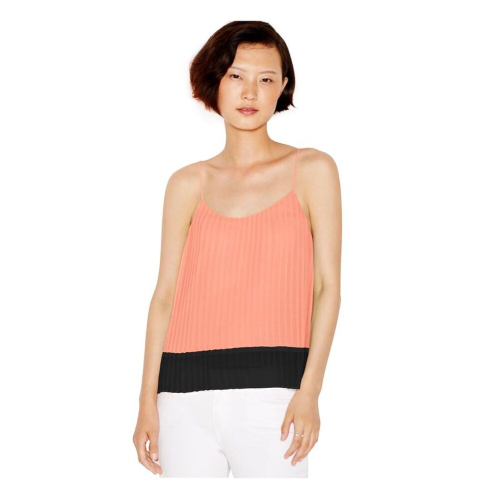 BAR III Womens Pink Pleated Spaghetti Strap Scoop Neck Top Size: XL